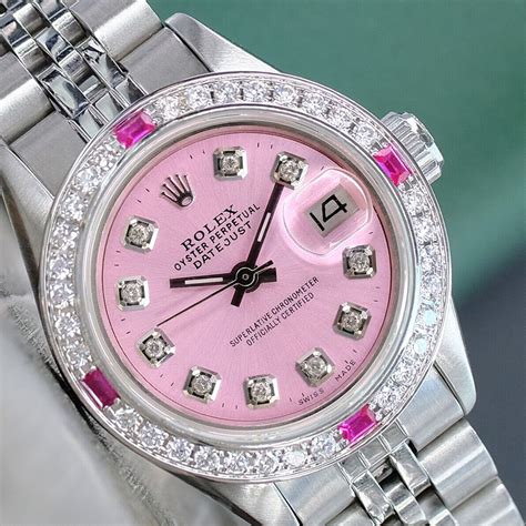 rolex pre-owned ladies stainless steel diamond